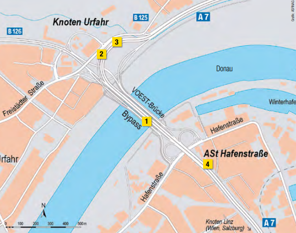 Übersichtskarte Linzer Voestbrücke